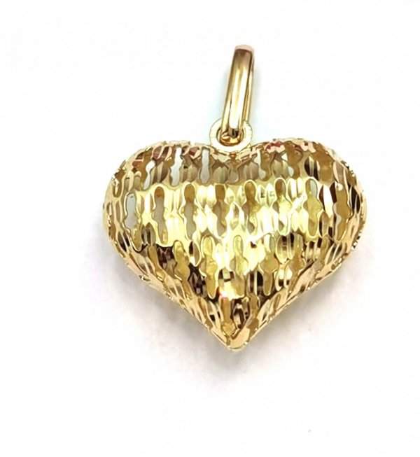 Wisior serce ażur 3D  złoto 585 
