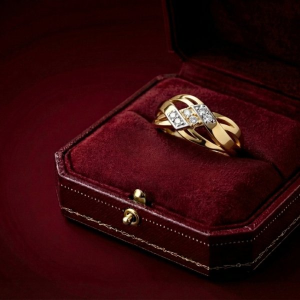 Pierścionek szeroki warkocz  r.16 złoto 585  