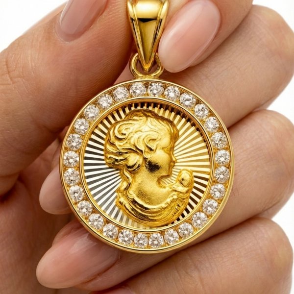 Wisior Kamea 3D dama złoto 585