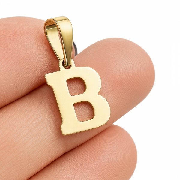 Wisior litera B gładka drukowana złoto 585 