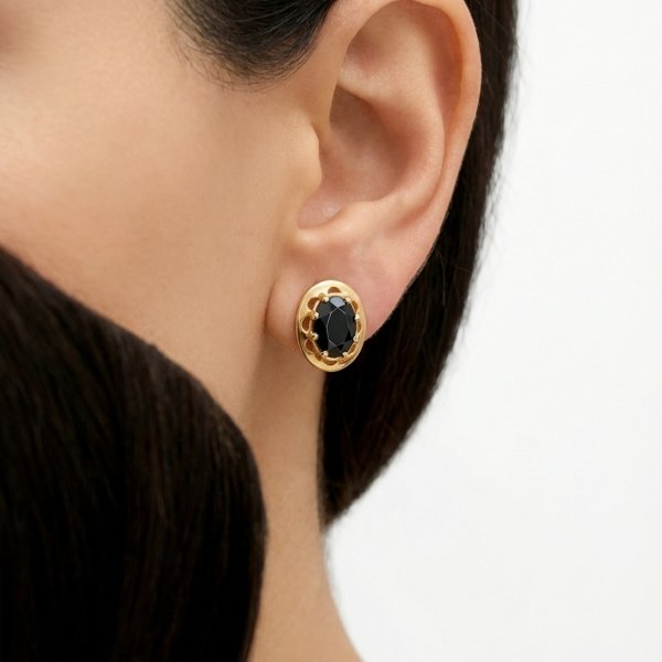 Kolczyki z naturalnym onyksem złoto 585