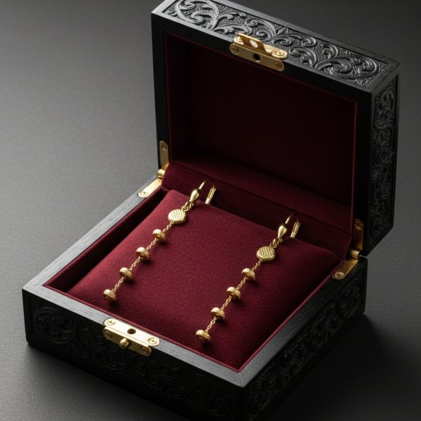 Kolczyki spodki 3D długie złoto 585 