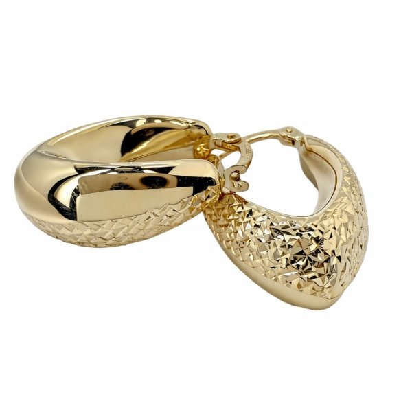 Kolczyki kontur kropli grawerowany złoto 585 