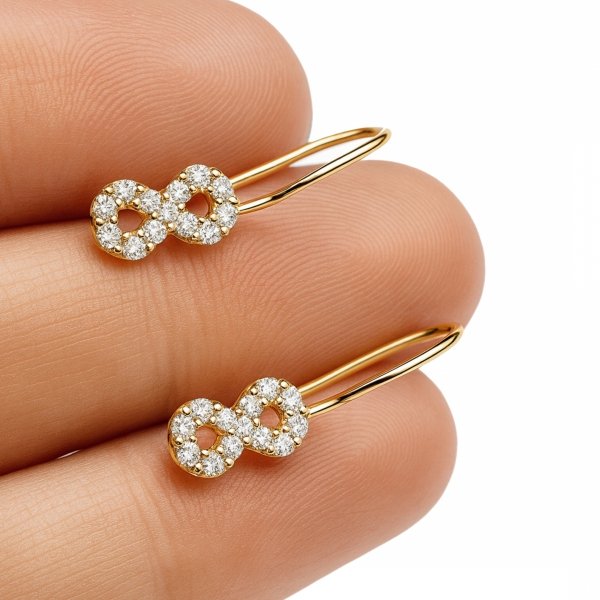 Kolczyki znak nieskończoności bigiel złoto 585 