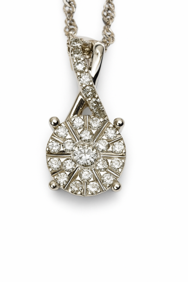 Naszyjnik białe złoto diamenty  naturalne złoto 585