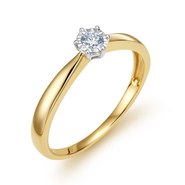Pierścionek R.15 diamenty 1/0.08ct złoto 585 