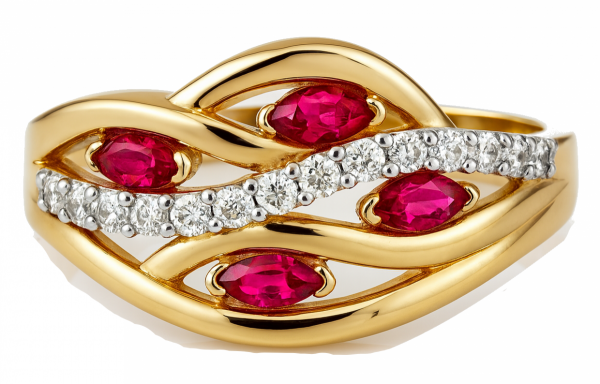 Pierścionek oczka koloru rubinowego R.22 złoto 585 
