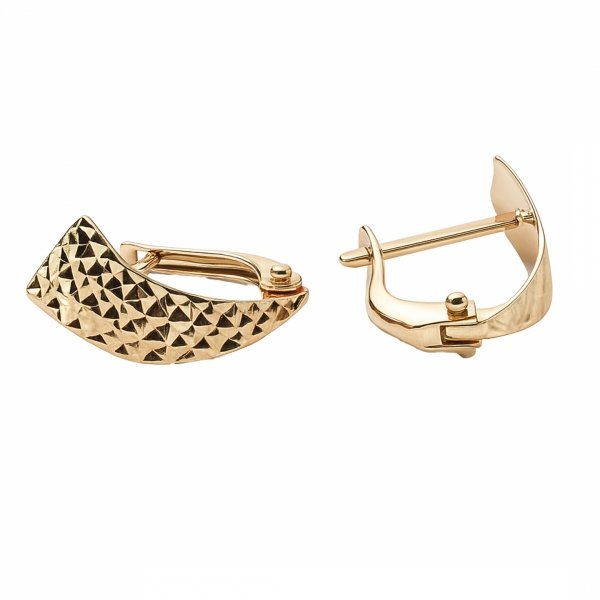  Kolczyki skośne muszle diamentowane złoto 375