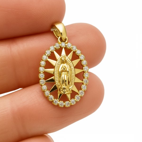 Medaik cudowny promienie złoto 585 