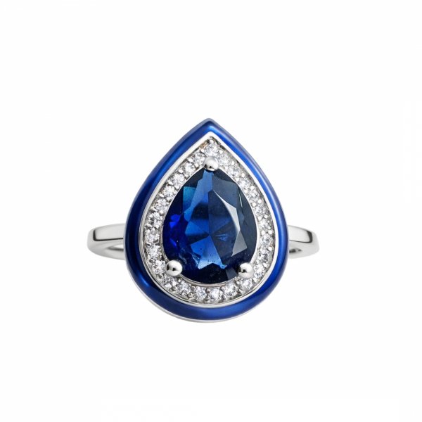 Pierścionek kropla z cyrkoniami srebro 925