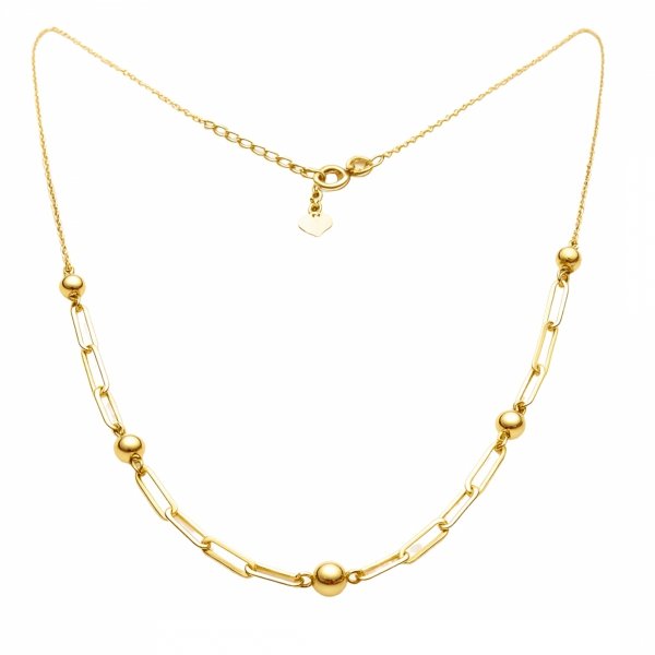 Naszyjnik kule z motywem ogniw 44cm złoto 585