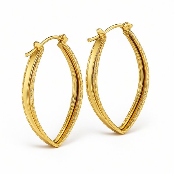 Kolczyki okazałe grawerowany owal złoto 585