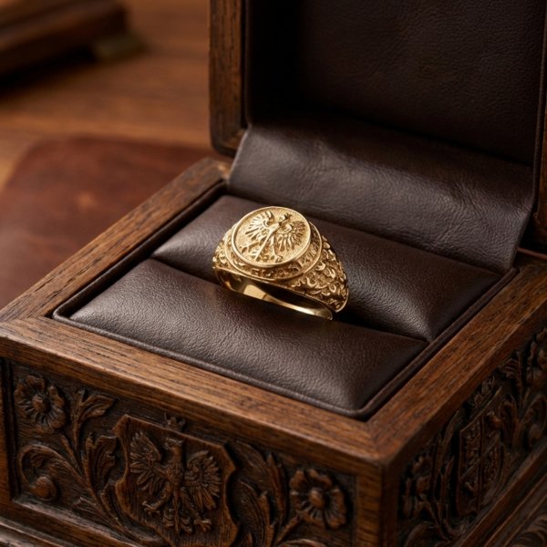 Sygnet męski z orłem R.27 złoto 585