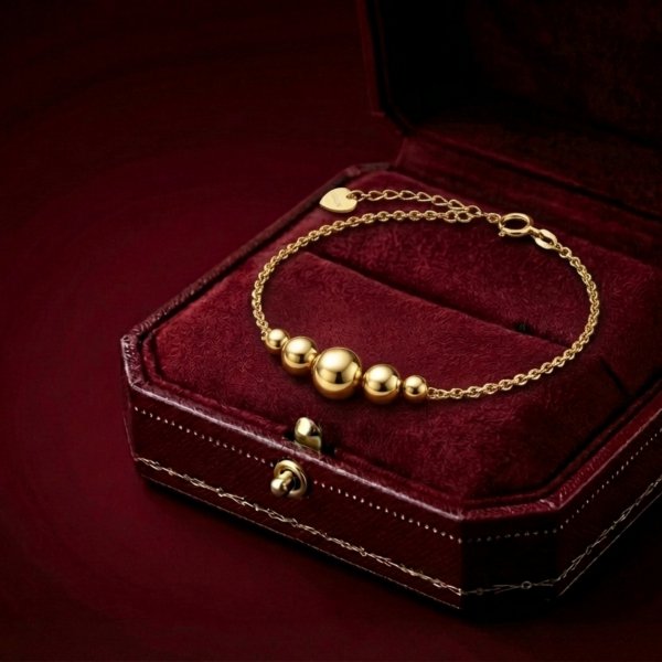 Bransoletka pięć kulek 19cm złoto 585 