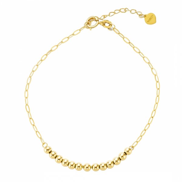 Bransoletka gładkie kule polerowane 19cm złoto 585 