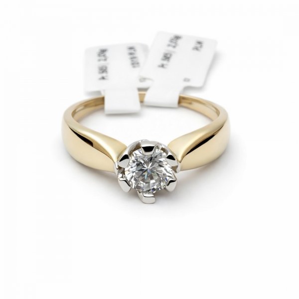 Pierścionek kamień w szlifie brylantowym R.17 złoto 585 