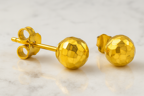 Kolczyki sztyft kule diamentowane złoto 585