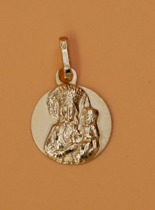 Częstochowska medalik koło  satyna złoto 585