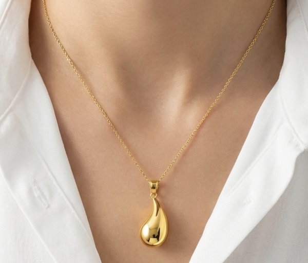 Komplet wisior kolczyki kropla 3D złoto 585 