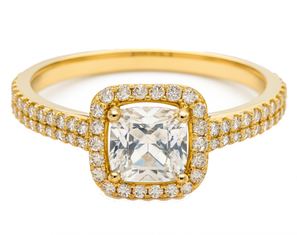 Pierścionek kamień o szlifie Princess R.19 złoto 585