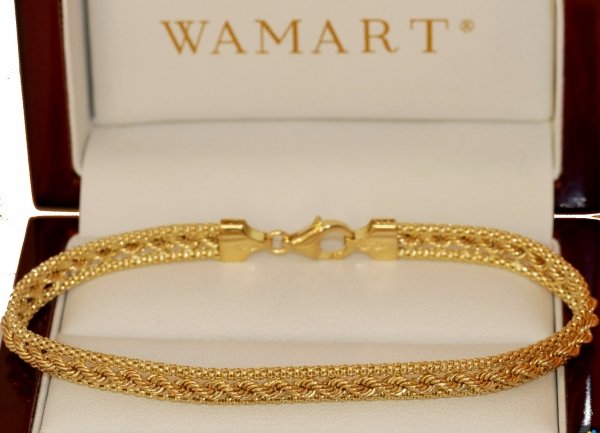 Bransoletka Warkocze szeroka taśma 19cm złoto 585 