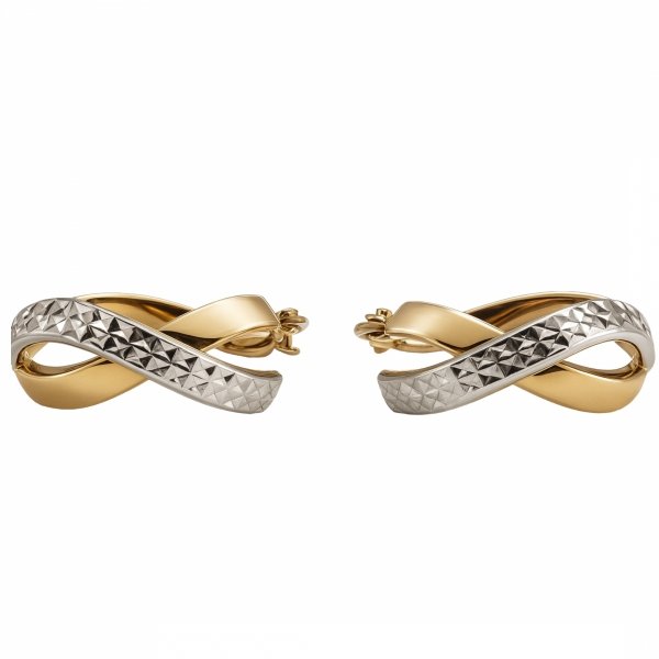 Kolczyki wstęga kolor  złoto 585