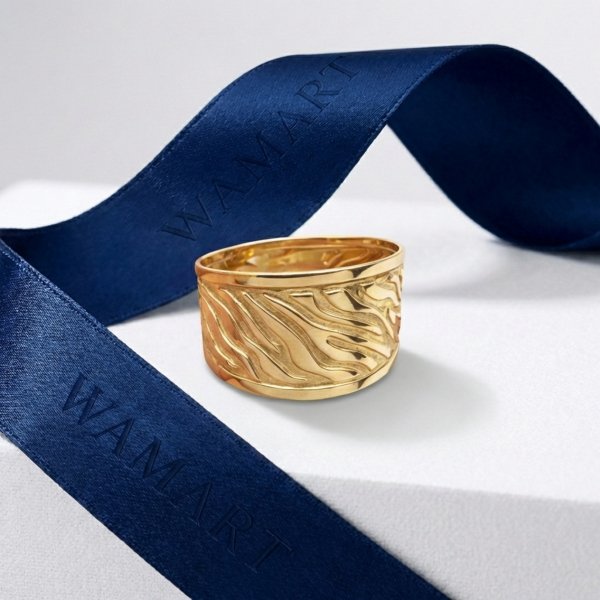 Szeroki pierścionek z rzeźbioną fakturą R.13 złoto 375
