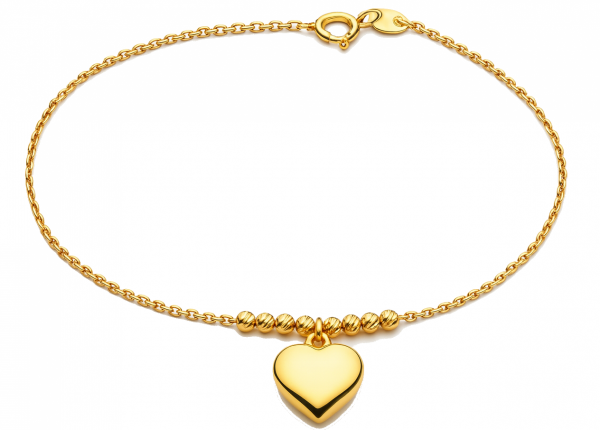Bransoletka serce 3D kulki grawer złoto 375 