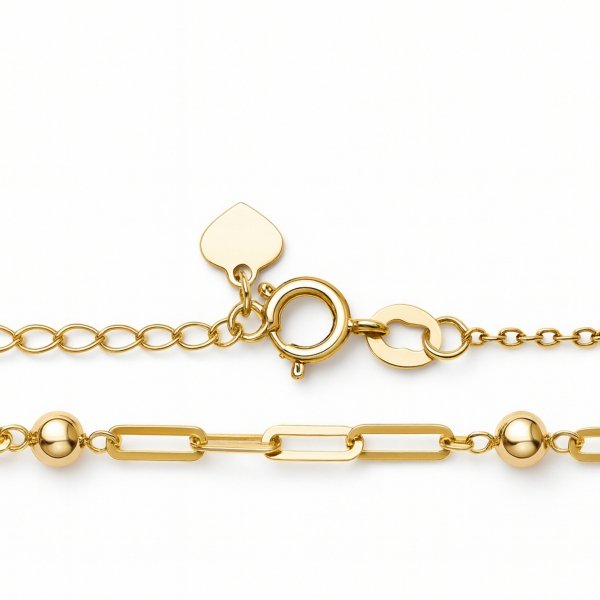 Naszyjnik kule z motywem ogniw 44cm złoto 585