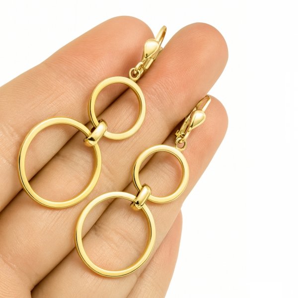 Kolczyki dwa koła 5cm złoto 585 