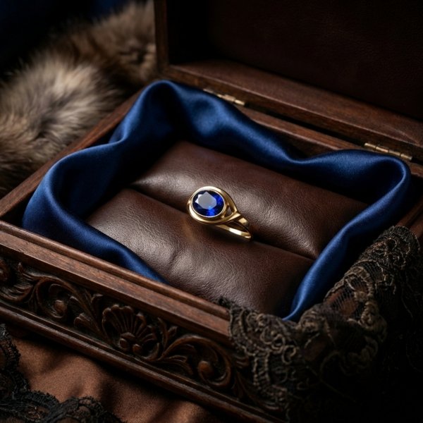 Pierścionek z szafirowym kamieniem złoto 585