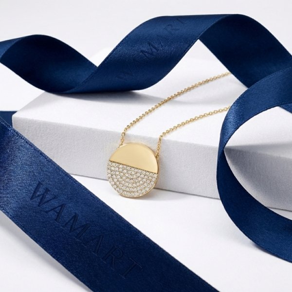 Naszyjnik koło z kamieniami złoto 585