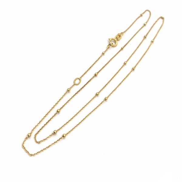 Łańcuch kuty 45cm kule złoto 585