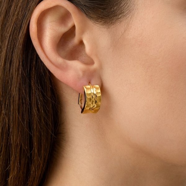 Kolczyki grawer muszla kwadrat złoto 585