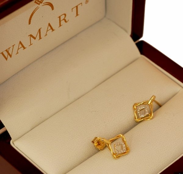  Kolczyki brylanty 24/0,07cT sztyft złoto 585