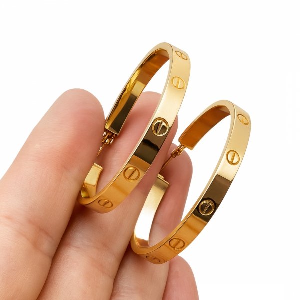 Kolczyki koła z grawerowaniem złoto 585