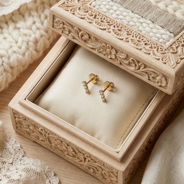 Kolczyki trzy kamienie złoto 585 