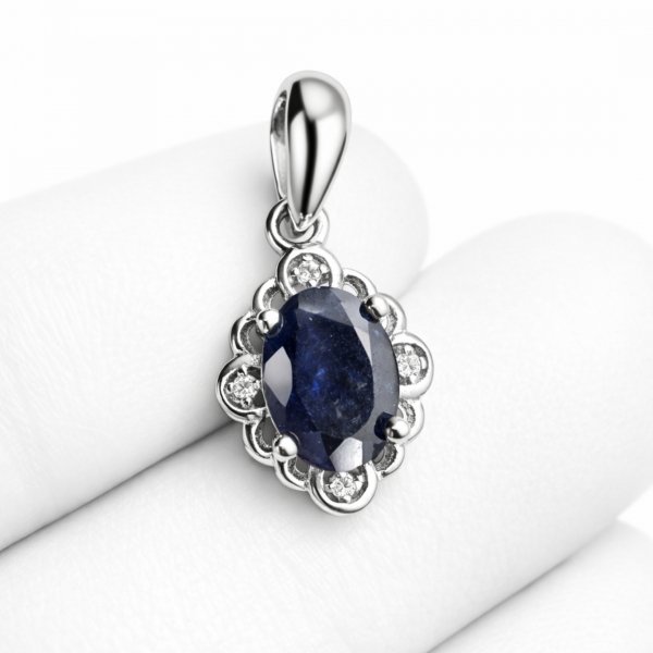 Wisior z naturalnym szafirem i białym topazem srebro 925 