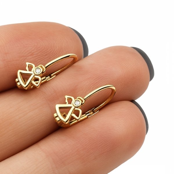 Kolczyki kontur aniołek złoto 585 