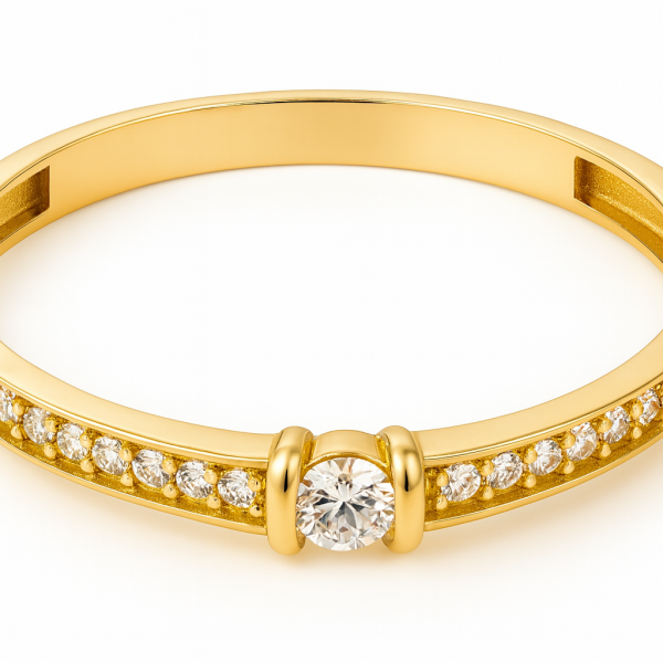 Pierścionek zaręczynowy z oczkiem R.15 złoto 585