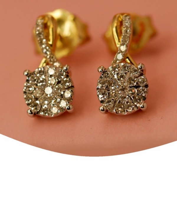 Kolczyki WSTĘGI diamenty  100/0,19cT złoto 585