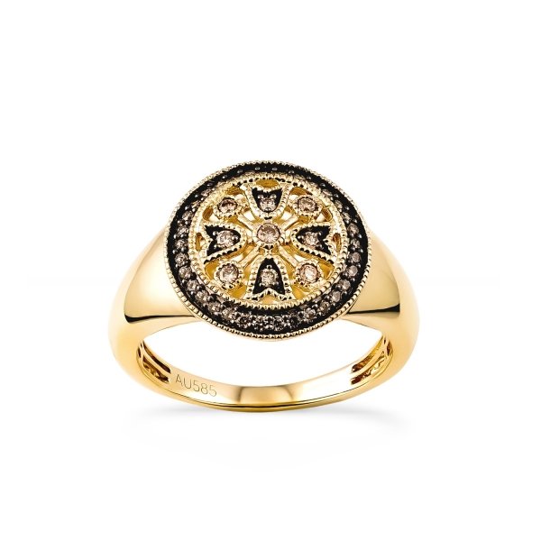 Pierścionek R.22 diamenty 42/0.26ct złoto 585 