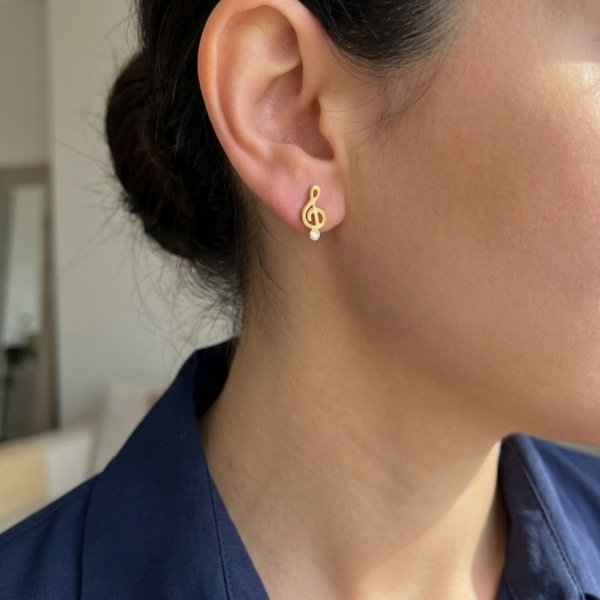 Kolczyki sztyft z motywem klucza wiolinowego złoto 585