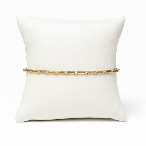 Bransoletka elastyczna z diamentami 0,2 ct złoto 585