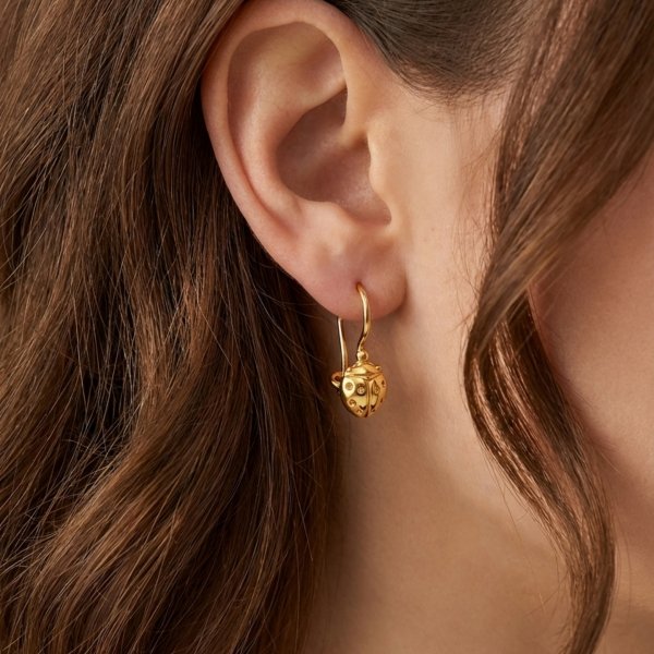 Kolczyki  bigle biedronki złoto 585 