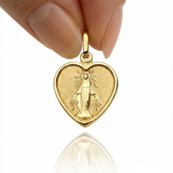 Cudowny medalik kuty w kształcie serca złoto 585 
