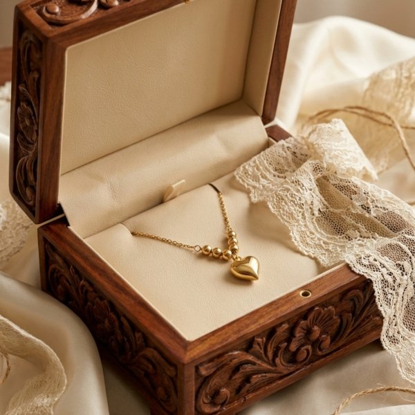 Naszyjnik z sercem i kulami złoto 585