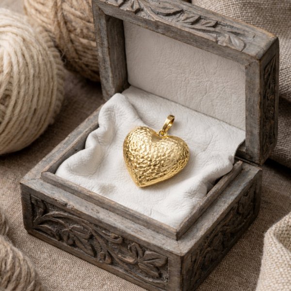 Wisior duże serce dwustronne złoto 585