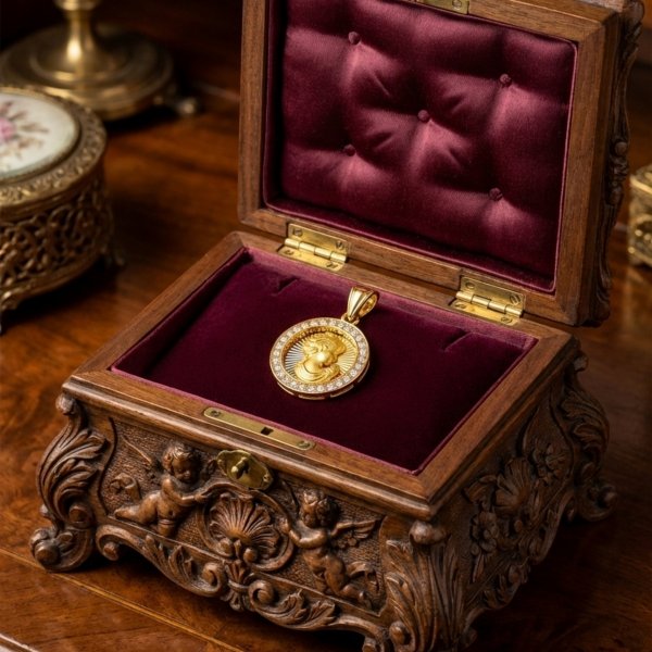 Wisior Kamea 3D dama złoto 585