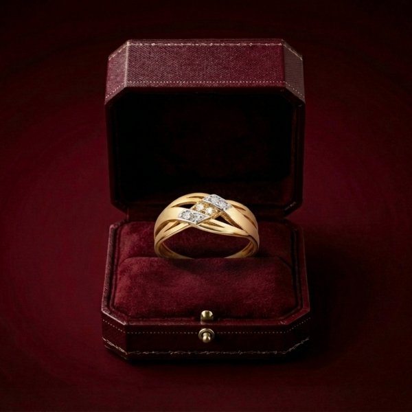 Pierścionek szeroki warkocz  r.16 złoto 585  